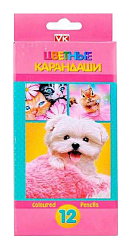 Карандаши цветные ХАТБЕР Забавные зверята 12шт