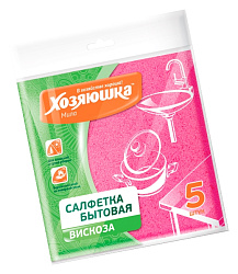 Салфетка ХОЗЯЮШКА МИЛА вискоза 35*35см 5шт