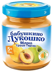 Пюре БАБУШКИНО ЛУКОШКО яблоко груша персик ст/б 100г