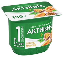 Биойогурт АКТИВИА персик маракуйя бзмж 2.9% 130г