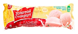 Мороженое ЗОЛОТОЙ СТАНДАРТ Пломбир со вкусом клубники бзмж 400г