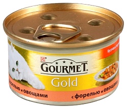 Корм для кошек ГУРМЭ Голд с форелью и овощами 85г ж/б