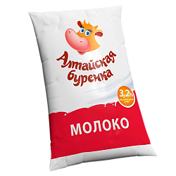 Молоко АЛТАЙСКАЯ БУРЕНКА пастер бзмж 3.2% п/пак 900мл