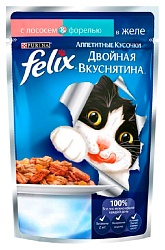 Корм для кошек ФЕЛИКС Двойной вкус с лососем и форелью 85г
