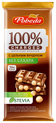 Шоколад ПОБЕДА молочный с цельным фундуком 90г