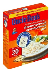Рис АНКЛ БЕНС длиннозерный пропаренный в пакетиках карт/уп 500г