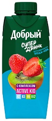 Напиток ДОБРЫЙ Актив кид яблоко клубника киви 0.33л