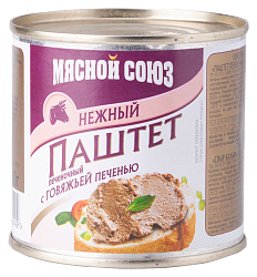Паштет МЯСНОЙ СОЮЗ нежный из говяжьей печени ж/б 240г