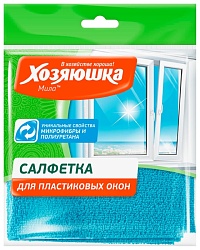 Салфетка ХОЗЯЮШКА МИЛА для окон микрофибра 30*30см