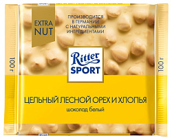 Шоколад РИТТЕР СПОРТ молочный лесной орех и кукурузные хлопья 100г