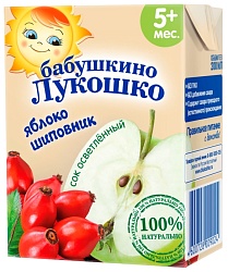 Сок БАБУШКИНО ЛУКОШКО яблоко шиповник осветленный т/пак 200мл