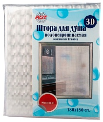 Штора в ванну ПЕВА 3D квадраты 180*180см арт.505944