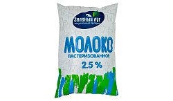 Молоко ЗЕЛЕНЫЙ ЛУГ пастер бзмж 2.5% п/пак 900г