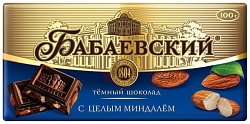 Шоколад БАБАЕВСКИЙ горький цельный миндаль 100г