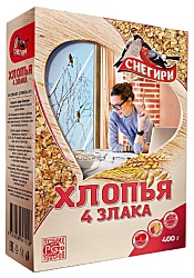 Хлопья СНЕГИРИ Ассорти 4 злака карт/уп 400г