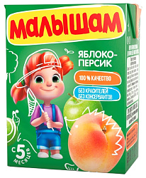 Нектар ФРУТОНЯНЯ Малышам яблоко персик т/пак 0.2л
