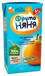 Сок ФРУТОНЯНЯ груша осветленный без сахара 0.2л