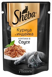 Корм для кошек ШЕБА Ломтики с курицей и индейкой в соусе 75г