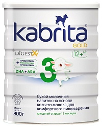 Смесь КАБРИТА Голд 3 на основе козьего молока с 12 мес бзмж ж/б 800г