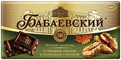 Шоколад БАБАЕВСКИЙ темный с грецким орехом и кленовым сиропом 100г