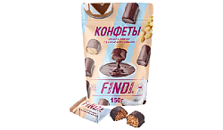 Конфеты ФИНДИ Кокос и арахис с вареной сгущенкой в шоколадной глазури 150г