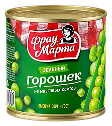 Горошек ФРАУ МАРТА зеленый ГОСТ ж/б 400г
