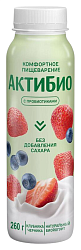 Биойогурт АКТИБИО клубника черника без сахара бзмж 1.5% 260г