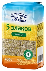 Хлопья НАСТОЯЩАЯ ХОЗЯЙКА 5 злаков м/у 400г