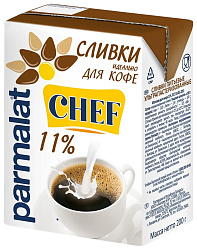 Сливки ПАРМАЛАТ стерилизованные бзмж 11% 200г