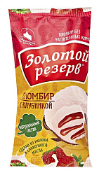 Мороженое ЗОЛОТОЙ РЕЗЕРВ Золотая серия пломбир с клубничным джемом бзмж 80г
