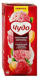 Коктейль молочный ЧУДО клубника пломбир банан бзмж 2% 960г