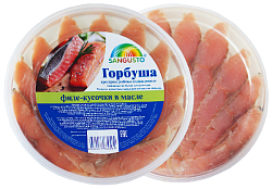 Горбуша САНГУСТО филе-кусочки в масле 150г