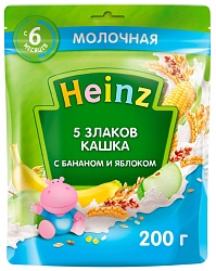 Каша ХАЙНЦ 5 злаков банан яблоко молочная бзмж м/у 200г