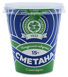 Сметана ТОЛМАЧЕВСКИЕ ПРОДУКТЫ бзмж 15% стакан 300г