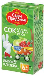 Сок САДЫ ПРИДОНЬЯ яблоко клюква осветленный т/пак 125мл