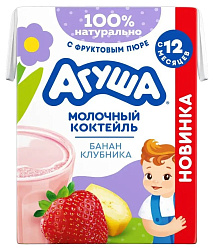 Коктейль молочный АГУША банан клубника бзмж 2% 190мл