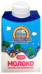 Молоко ДЕРЕВЕНСКОЕ МОЛОЧКО пастер бзмж 3.5% пюр/пак 230г