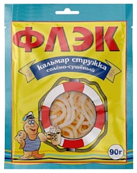 Кальмар ФЛЭК солено- сушеный стружка 90г