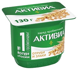 Биойогурт АКТИВИА отруби злаки бзмж 2.9% 130г