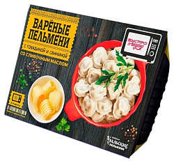 Пельмени БЫСТРО&ВКУСНО с говядиной и свининой с маслом вареные 250г