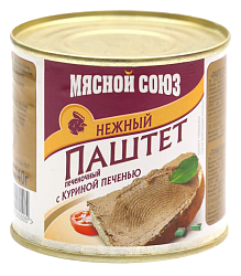 Паштет МЯСНОЙ СОЮЗ нежный из куриной печени ж/б 240г