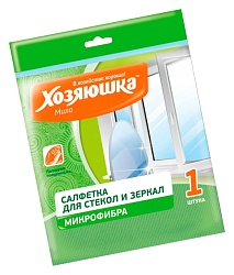 Салфетка ХОЗЯЮШКА для стекла микрофибра 30*30см