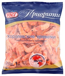 Креветки ВИЧИ Королевские неочищенные глазурь не более 14% в/м 1кг