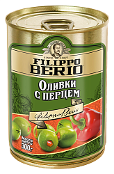 Оливки ФИЛИППО БЕРИО с перцем ж/б 314мл