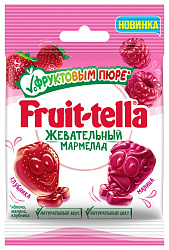 Жевательный мармелад ФРУТТЕЛЛА с фруктовым пюре клубника малина 36г