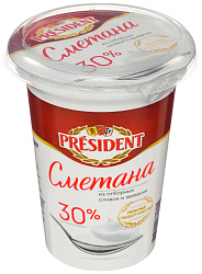 Сметана ПРЕЗИДЕНТ бзмж 30% 350г