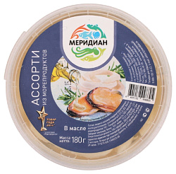 Ассорти из морепродуктов МЕРИДИАН в рассоле 180г