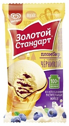 Мороженое ЗОЛОТОЙ СТАНДАРТ Пломбир с таежной черникой бзмж стаканчик 89г