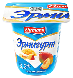 Йогуртный продукт ЭРМАНН Эрмигурт персик манго бзмж 3.2% 100г