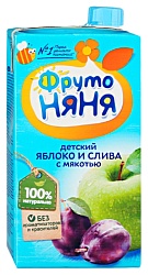 Сок ФРУТОНЯНЯ яблоко слива с мякотью 0.5л